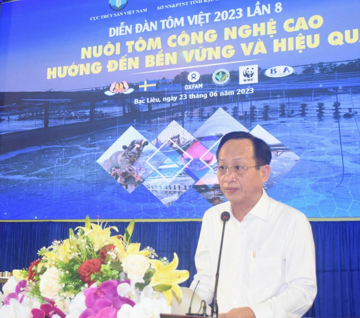 Chủ tịch UBND tỉnh Bạc Liêu Phạm Văn Thiều phát biểu tại diễn đàn.