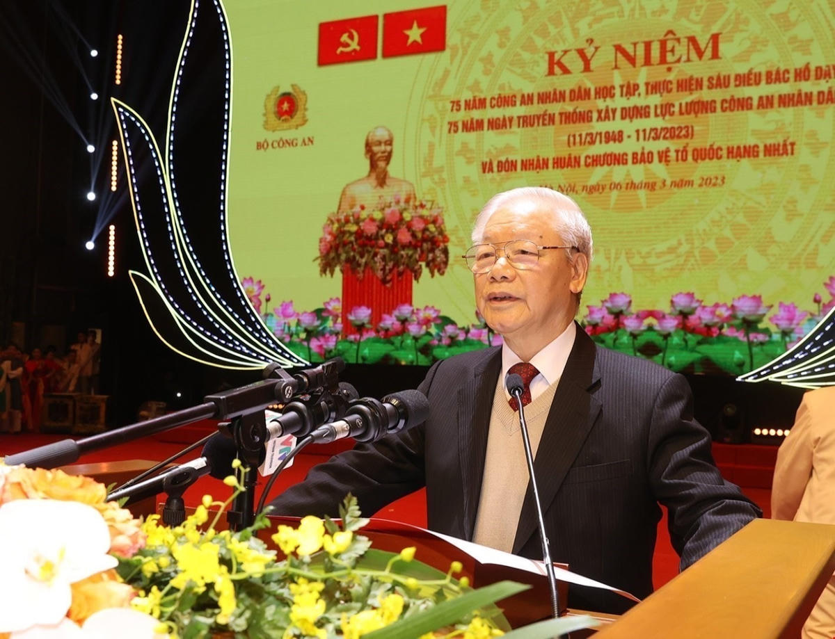 Tổng Bí thư Nguyễn Phú Trọng phát biểu tại Lễ kỷ niệm. Ảnh: TTXVN.