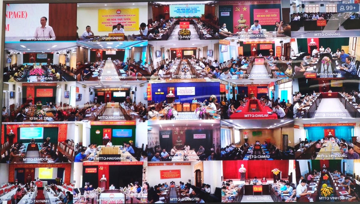 Đại biểu tham dự Hội nghị trực tuyến tại điểm cầu MTTQ các tỉnh, thành phố.
