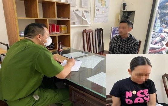 Hai đối tượng tại cơ quan điều tra. Ảnh: CA TP Hà Nội.