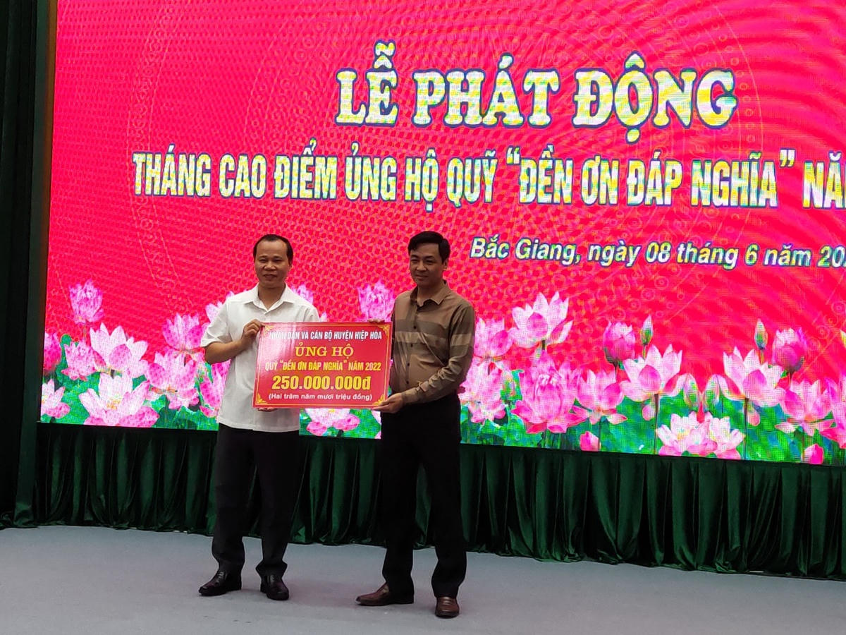 Ông Mai Sơn, Phó Chủ tịch Thường trực UBND tỉnh Bắc Giang tiếp nhận đăng ký ủng hộ. 