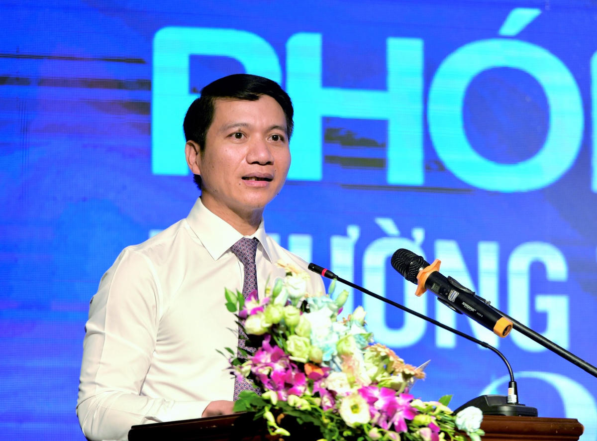 Bí thư Thường trực Trung ương Đoàn, Chủ tịch Hội Liên hiệp Thanh niên Việt Nam Nguyễn Ngọc Lương phát biểu tại Hội nghị.
