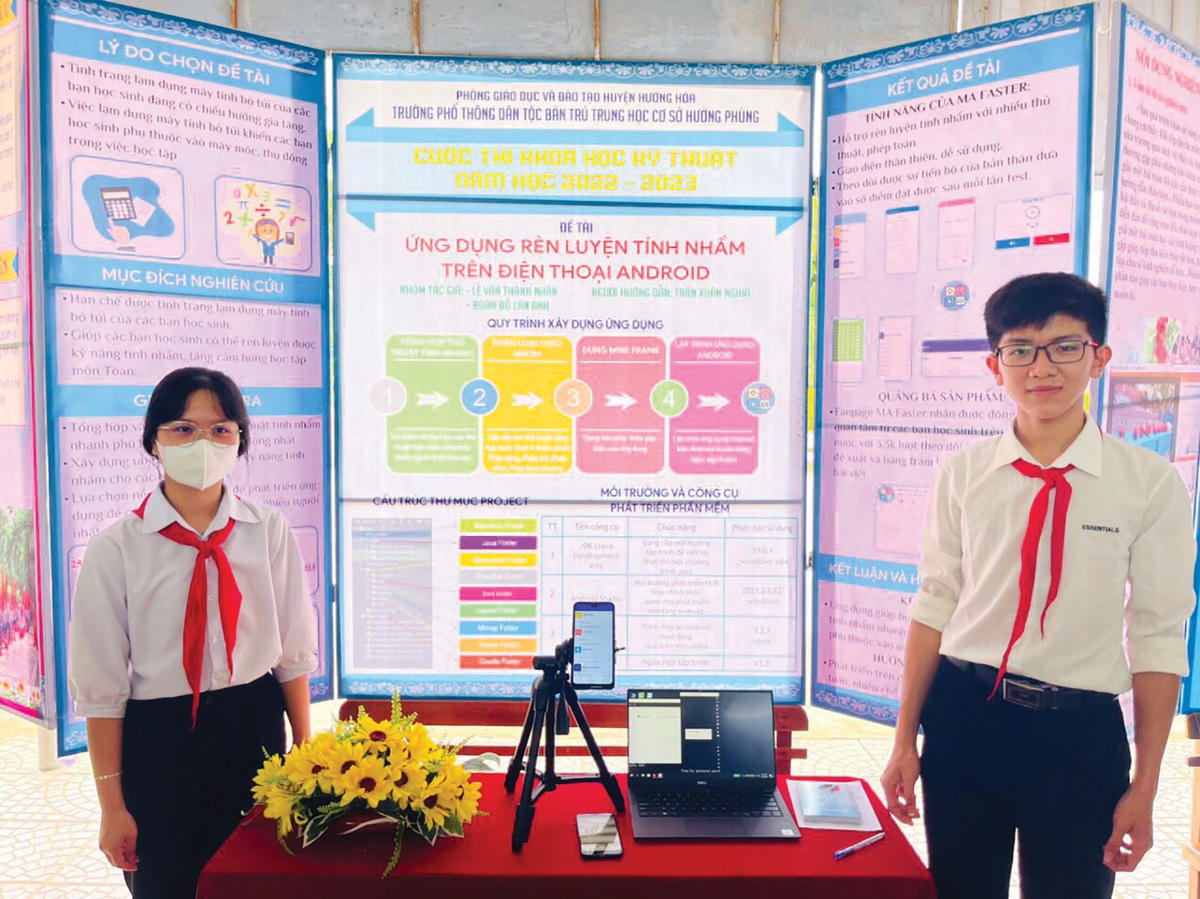 Tại Trường PTDT bán trú THCS Hướng Phùng xuất hiện nhiều đề tài về ứng dụng công nghệ thông tin do các em học sinh thực hiện.  