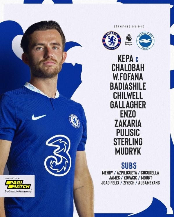 Đội hình xuất phát của chủ nhà Chelsea. Ảnh: skysports.com.