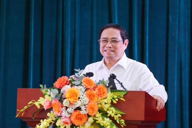 Thủ tướng Phạm Minh Chính phát biểu tại buổi làm việc. Ảnh: VGP/Nhật Bắc.