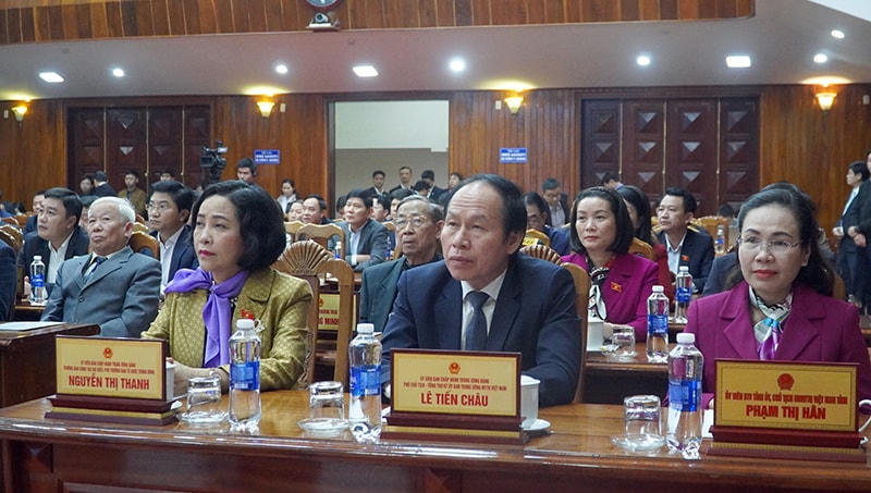 Phó Chủ tịch - Tổng Thư ký Ủy ban Trung ương MTTQ Việt Nam Lê Tiến Châu tham dự buổi khởi công 3 công trình trọng điểm tại tỉnh Quảng Bình.