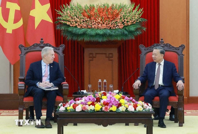 Tổng Bí thư Tô Lâm tiếp Đoàn Hội đồng Kinh doanh Hoa Kỳ-ASEAN (USABC). (Ảnh: Thống Nhất/TTXVN) ttxvn-tong-bi-thu-usabc-1.jpg