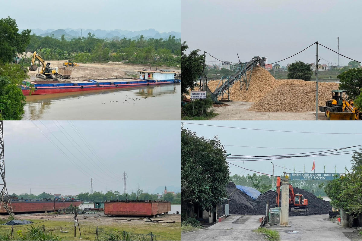 Hàng loạt bãi tập kết, bãi than, xưởng dăm gỗ… lấn chiếm, xây dựng trái phép trên hành lang đê suốt hơn 15 năm qua nhưng chưa bị dẹp bỏ.