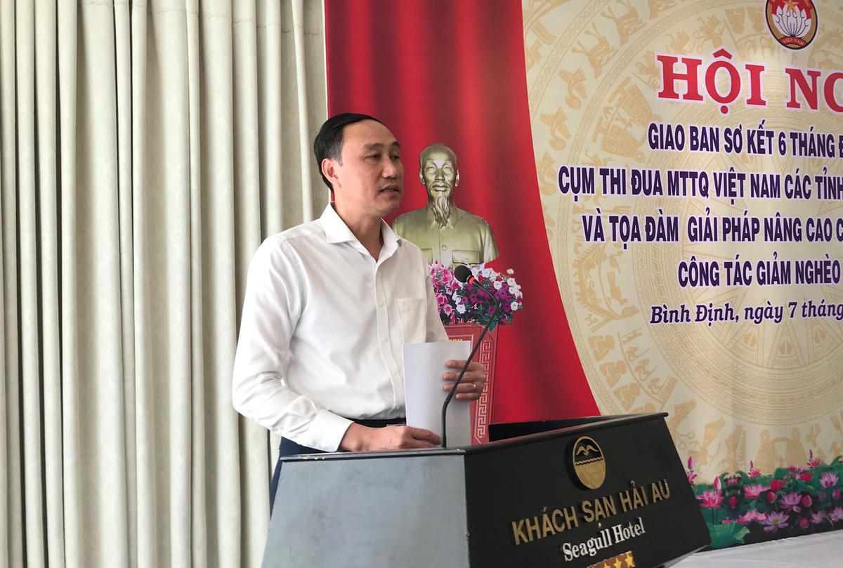 Phó Chủ tịch UBTƯ MTTQ Việt Nam Phùng Khánh Tài phát biểu chỉ đạo Hội nghị.