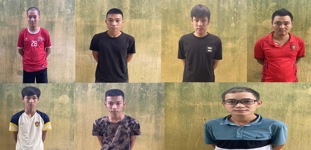 Nhóm thanh niên bị Công an bắt giữ vì có hành vi mua bán, tàng trữ, tổ chức sử dụng ma túy.