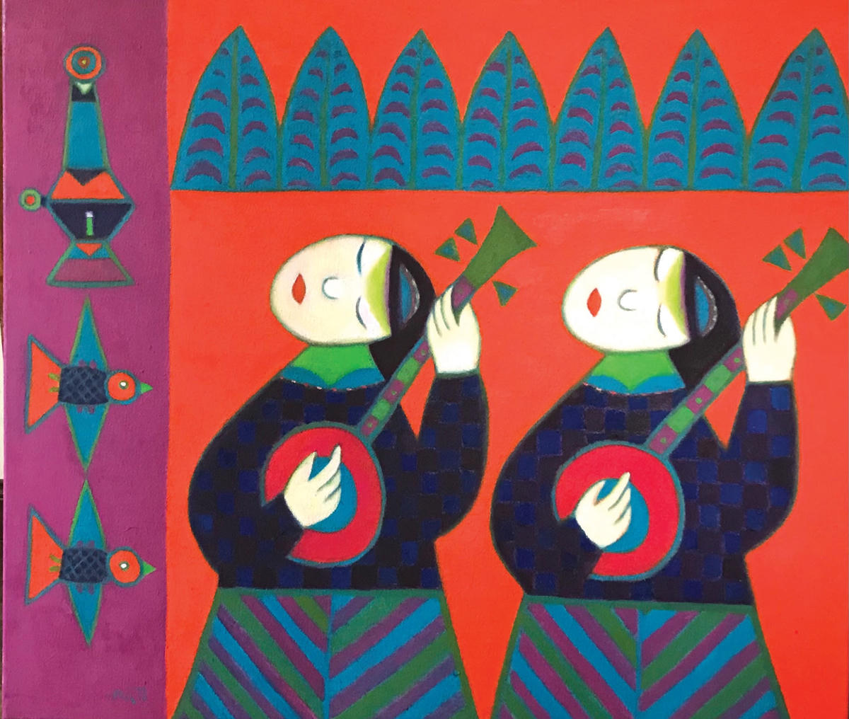 "Đi hội" (sơn dầu, 2023).  