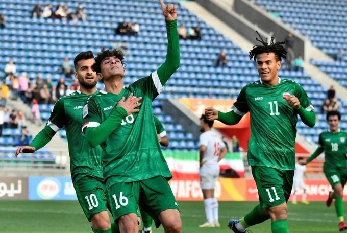 Jasim ăn mừng sau khi ghi bàn đánh bại U20 Iran ở tứ kết (Ảnh: AFC).