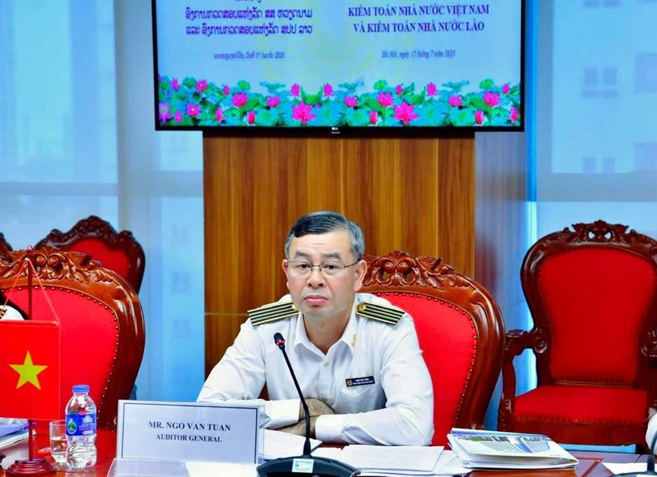 Tổng Kiểm toán nhà nước Ngô Văn Tuấn tại buổi tiếp- Ảnh: X.Hồng