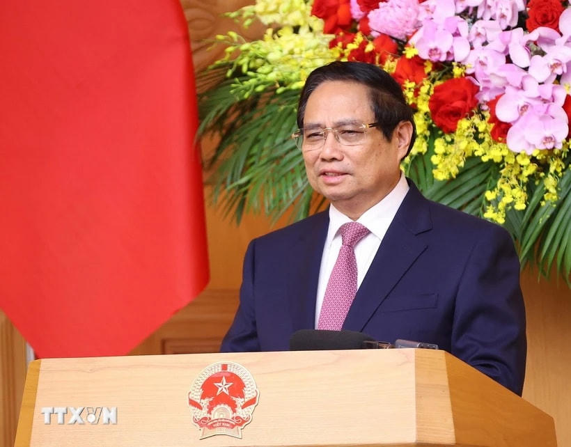 Thủ tướng Phạm Minh Chính phát biểu chỉ đạo. (Ảnh: Văn Điệp/TTXVN)