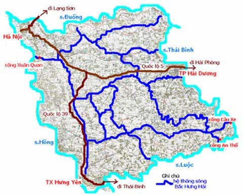 Sơ đồ hệ thống Đại thủy nông Bắc Hưng Hải. Ảnh: Bảo tàng Lịch sử Quốc gia.