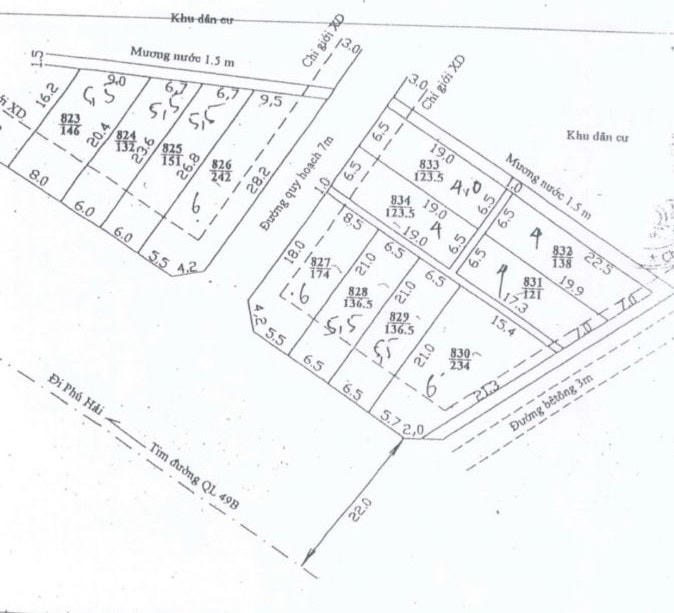 Khu quy hoạch dân cư thôn Kế Sung. Ảnh: Chụp màn hình thông báo đấu giá của Trung tâm Dịch vụ đấu giá tài sản tỉnh Thừa Thiên - Huế.