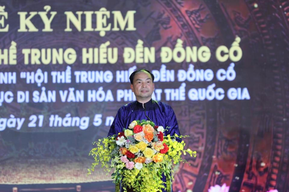 Ông Nguyễn Đình Khuyến, Chủ tịch UBND quận Tây Hồ phát biểu tại buổi lễ. Ảnh: Thanh Tùng.