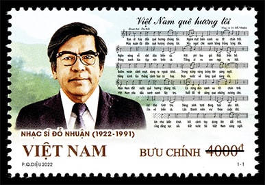 Mẫu bộ tem “Kỷ niệm 100 năm sinh nhạc sĩ Đỗ Nhuận (1922 - 2022)”. Nguồn: VNPost.