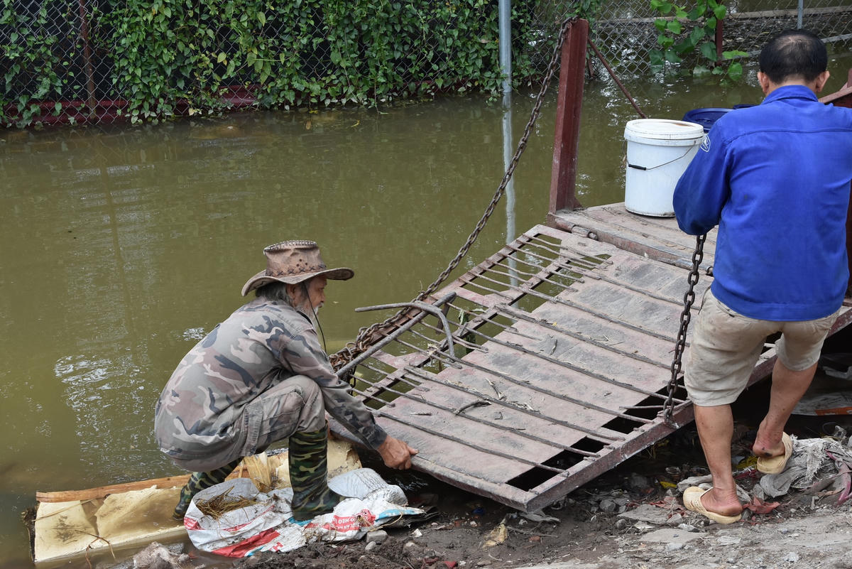 Người dân muốn di chuyển chỉ có thể đi đò. 