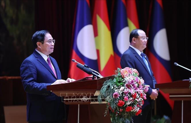 Thủ tướng Chính phủ Phạm Minh Chính phát biểu tại cuộc họp báo. Ảnh: TTXVN.