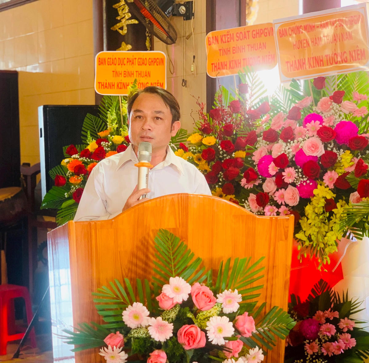 Ông Nguyễn Văn Trí, Phó Chủ tịch Thường trực Uỷ ban MTTQ Việt Nam tỉnh Bình Thuận, phát biểu tại buổi lễ.