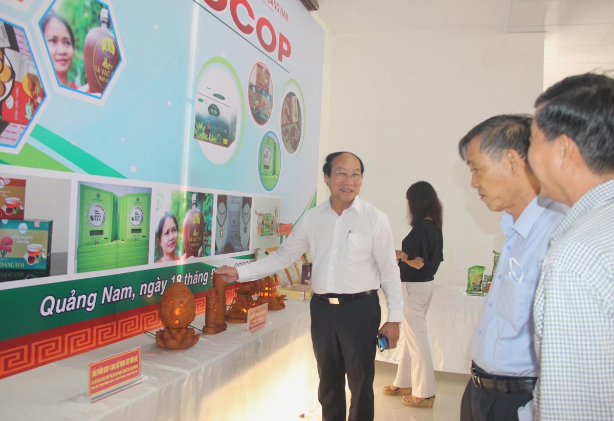 Các đại biểu tham quan các gian hàng trưng bày hàng hóa Việt Nam.