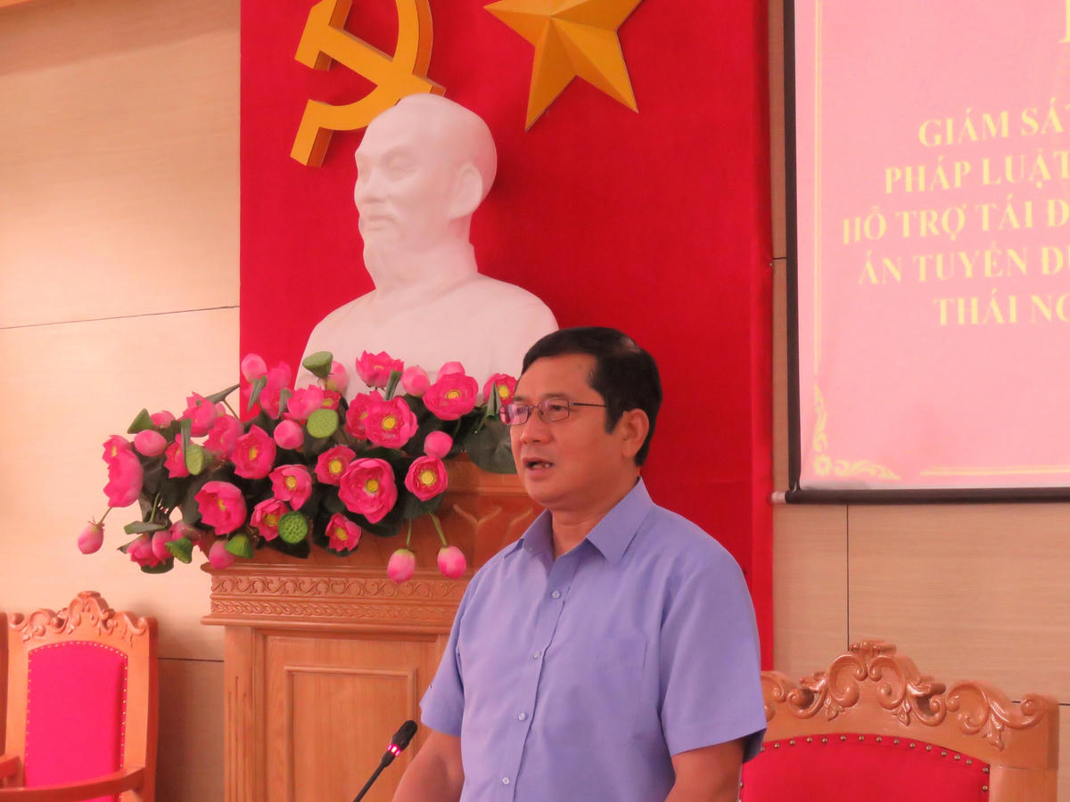 Chủ tịch Ủy ban MTTQ tỉnh Thái Nguyên Phạm Thái Hanh đánh giá cao công tác bồi thường, hỗ trợ, tái định cư và công tác GPMB tại hai địa phương.