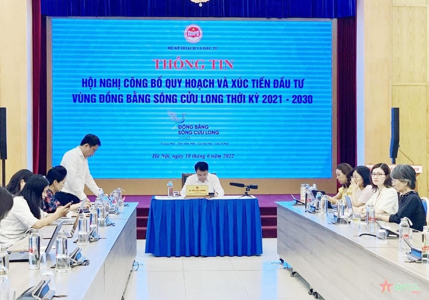 Quang cảnh buổi thông tin về Hội nghị Công bố quy hoạch và xúc tiến đầu tư vùng ĐBSCL thời kỳ 2021-2030.  