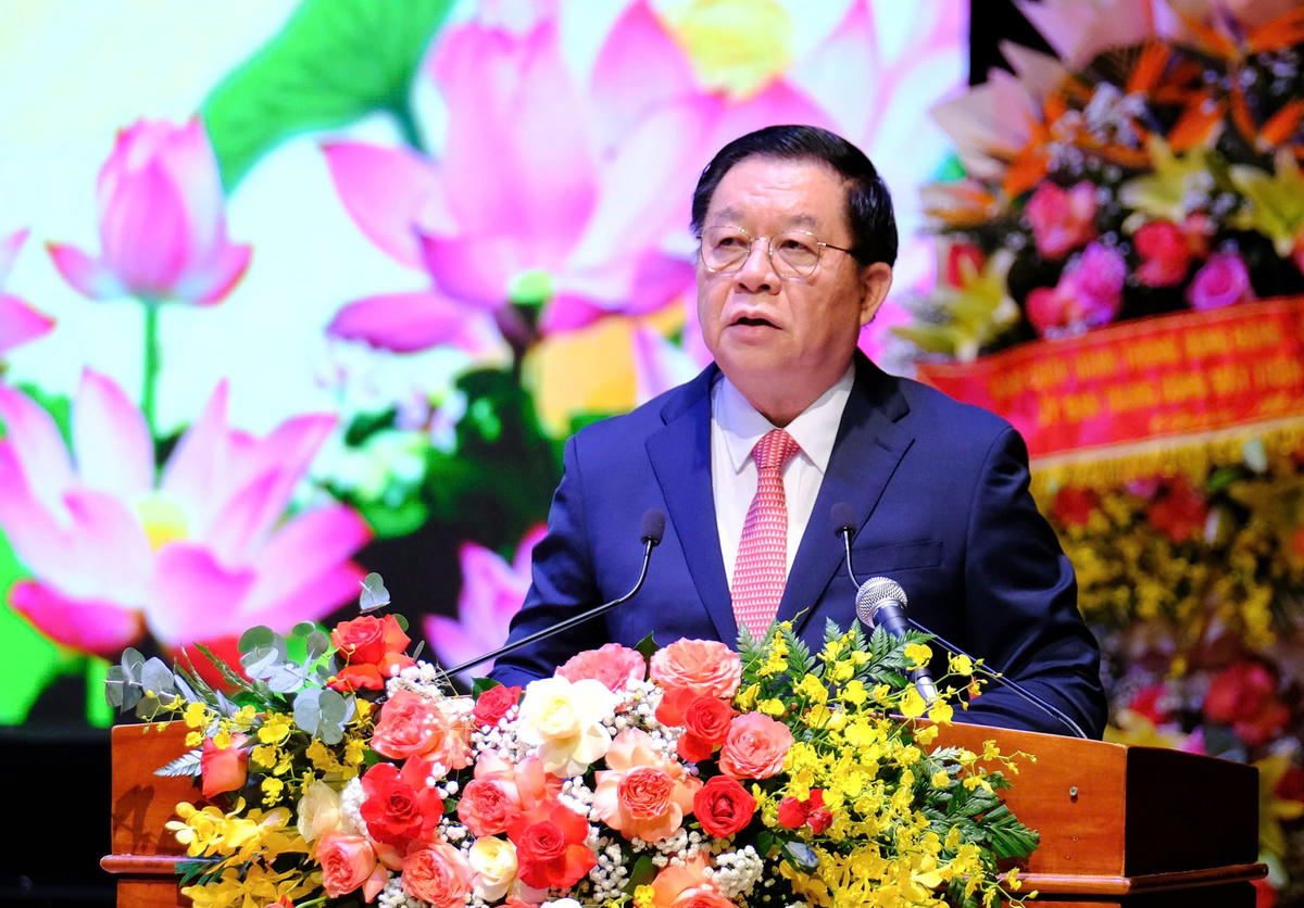 Ông Nguyễn Trọng Nghĩa - Ủy viên Bộ Chính trị, Bí thư Trung ương Đảng, Trưởng Ban Tuyên giáo và Dân vận Trung ương phát biểu tại lễ công bố