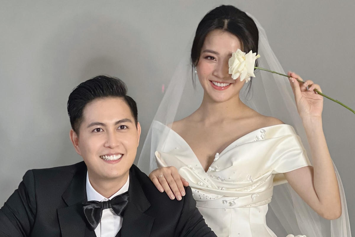 Ảnh cưới của Karen và bạn trai doanh nhân gốc Hoa.