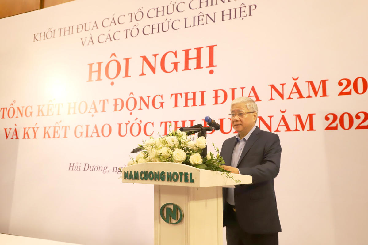 Bí thư Trung ương Đảng, Chủ tịch UBTƯ MTTQ Việt Nam Đỗ Văn Chiến phát biểu tại Hội nghị.