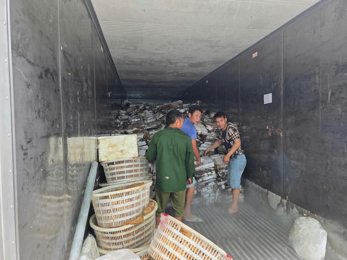 Toàn bộ số thực phẩm đều không có thông tin về nguồn gốc, xuất xứ của hàng hoá. Ảnh: Chi cục QLTT Quảng Ninh.