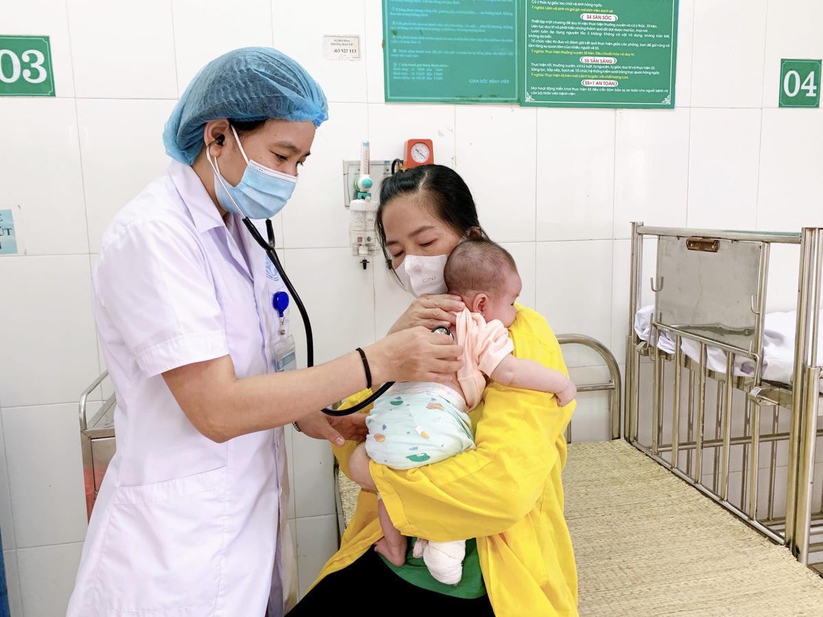 Khám và điều trị trẻ mắc hen phế quản.