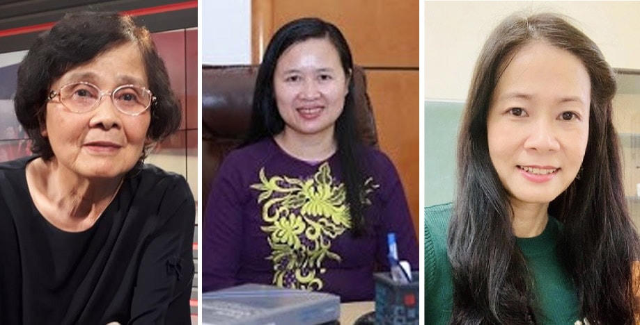 Từ trái qua: Giáo sư Hoàng Xuân Sính, Giáo sư Lê Thị Thanh Nhàn, Giáo sư Tạ Thị Hoài An.  