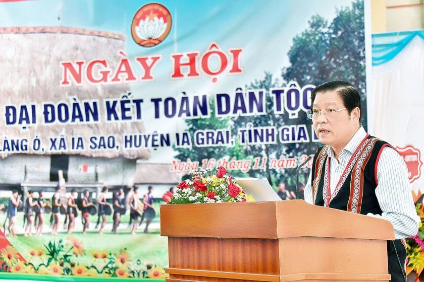Ông Phan Đình Trạc, Trưởng ban Nội chính Trung ương phát biểu tại ngày hội. 