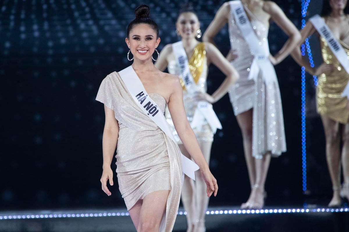 Nguyễn Diana trong một vòng thi Hoa hậu Hoàn vũ Việt Nam 2019. Ảnh: MXH.