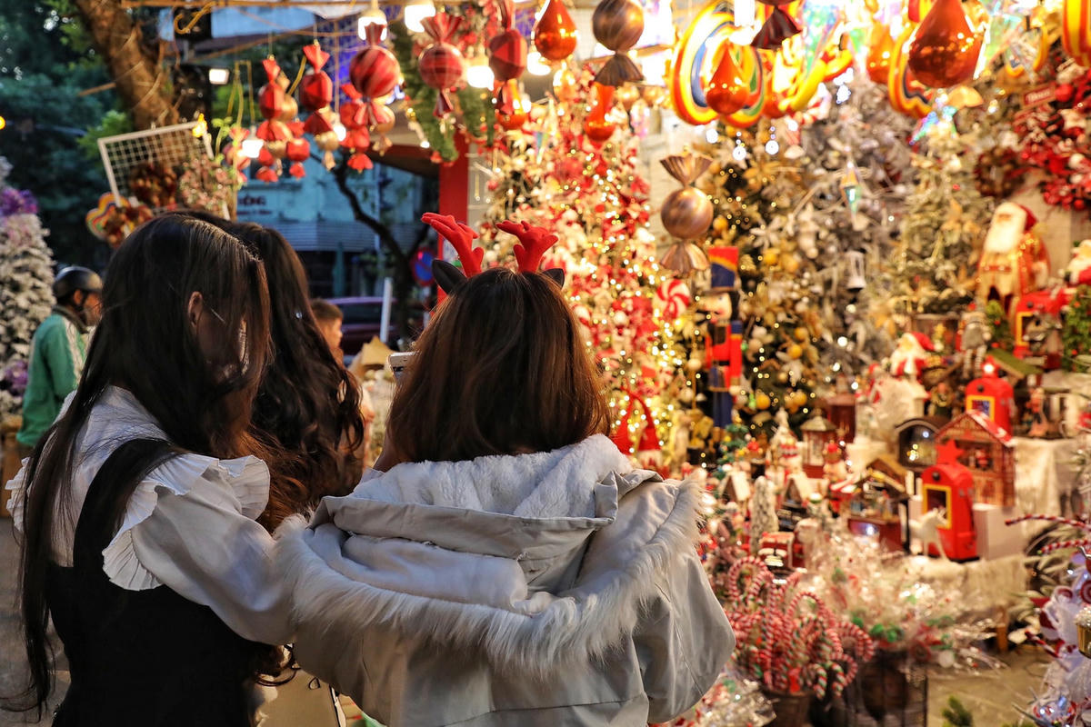 Được biết, cây thông Noel được bán với giá từ 200.000 đồng cho đến vài chục triệu đồng tùy kích cỡ và cách trang trí. Vòng nguyệt quế được tiểu thương bán với giá 180 - 300.000 đồng.