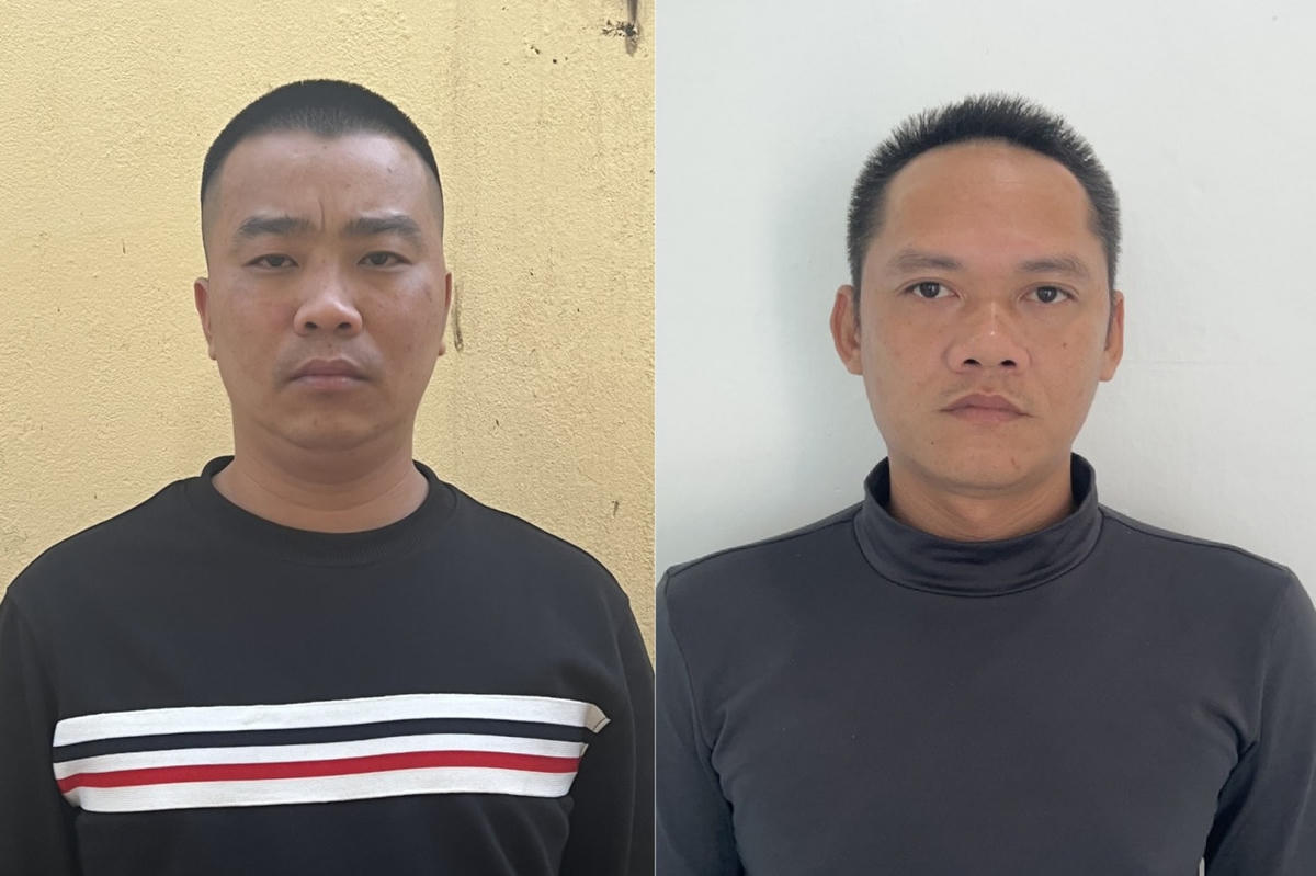 Đối tượng Phạm Văn Thanh và Vương Xuân Hải (từ trái sang phải). Ảnh: Công an tỉnh Quảng Ninh.