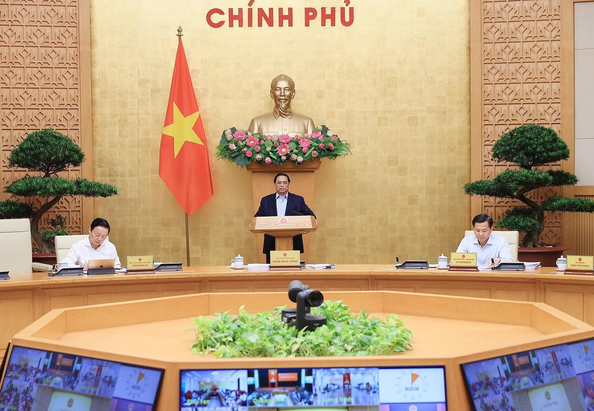 Thủ tướng Phạm Minh Chính phát biểu tại hội nghị. Ảnh: VGP/Nhật Bắc.
