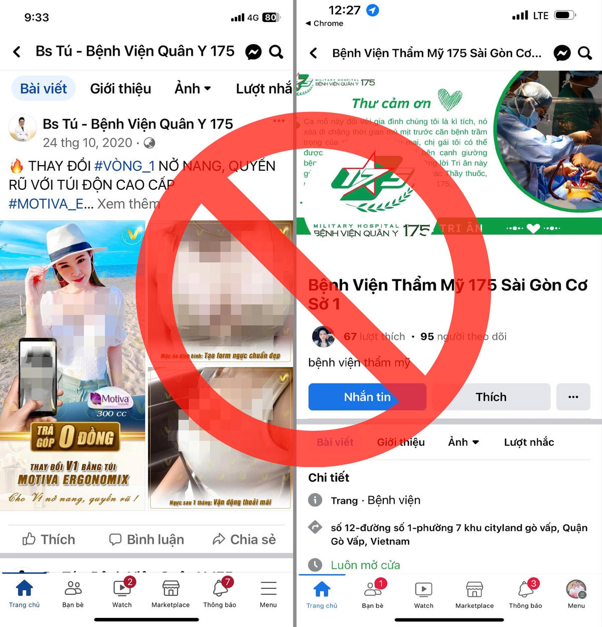 Trang web mạo danh Bệnh viện Quân y 175.