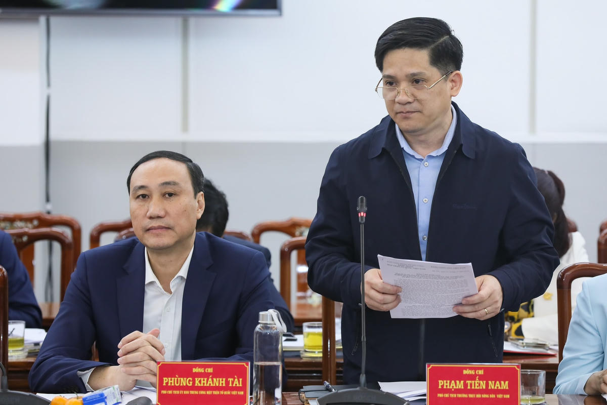 Ông Phạm Tiến Nam, Phó Chủ tịch Thường trực Hội Nông dân Việt Nam phát biểu tại buổi làm việc.