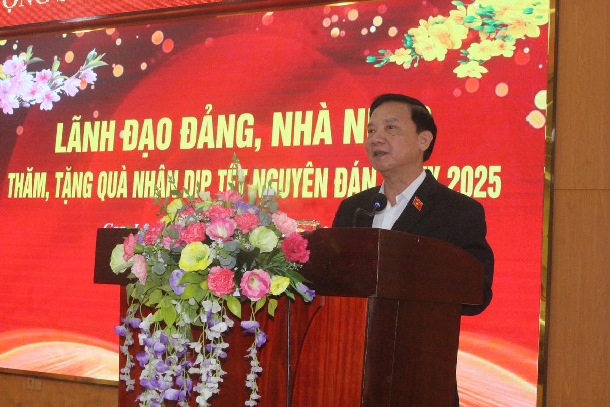 Phó Chủ tịch Quốc hội Nguyễn Khắc Định đang phat biểu tại buổi lễ.