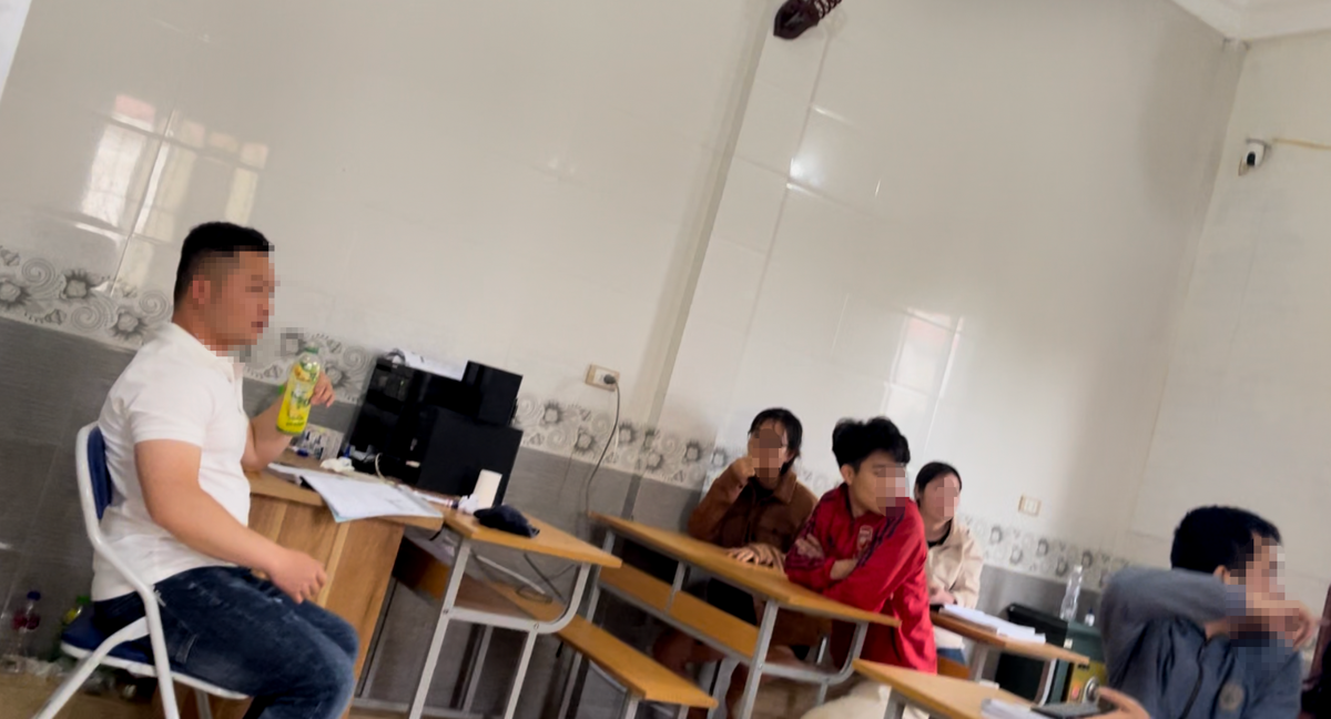 Nhiều học viên đang theo học trong các phòng học của trung tâm không phép P.N..