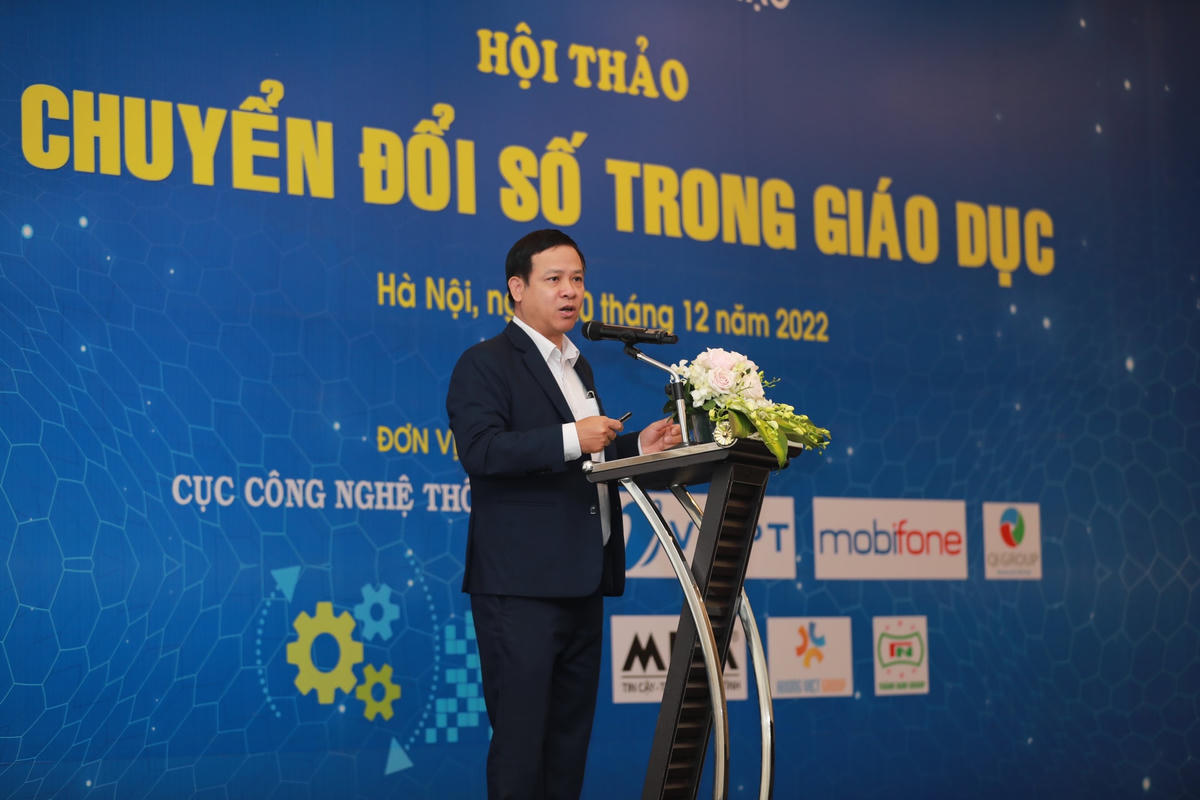 Ông Nguyễn Sơn Hải, Cục trưởng Cục Công nghệ thông tin (Bộ GDĐT) phát biểu tại hội thảo.