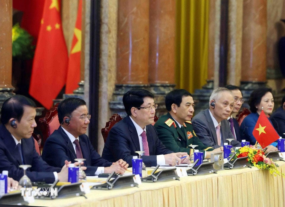 Chủ tịch nước Lương Cường phát biểu. (Ảnh: Phạm Kiên/TTXVN)