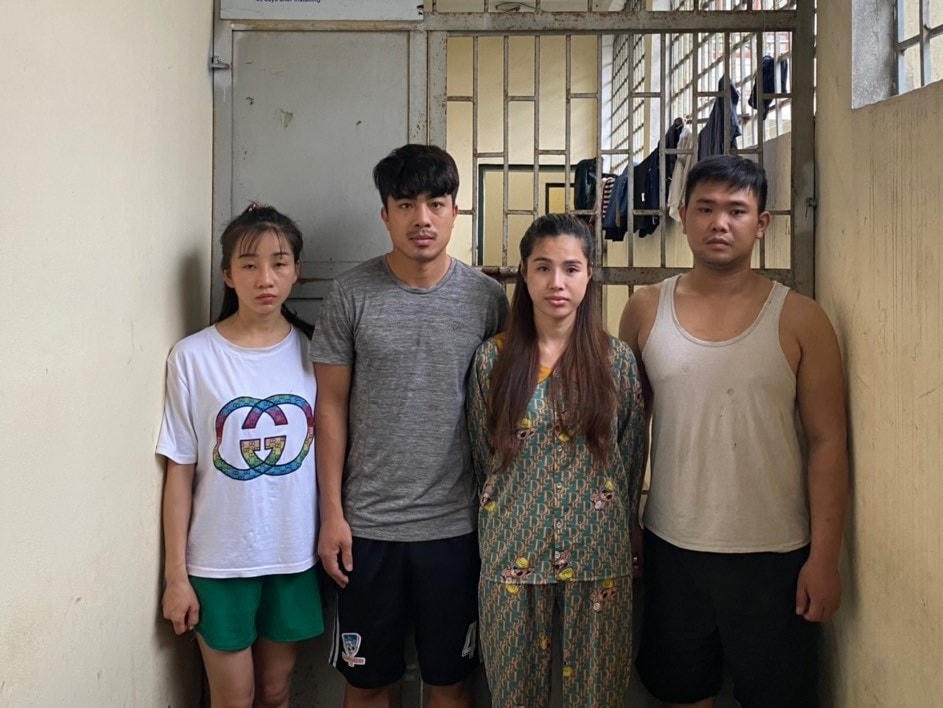 Các đối tượng tại Cơ quan Công an. Ảnh: Công an Quảng Ninh.