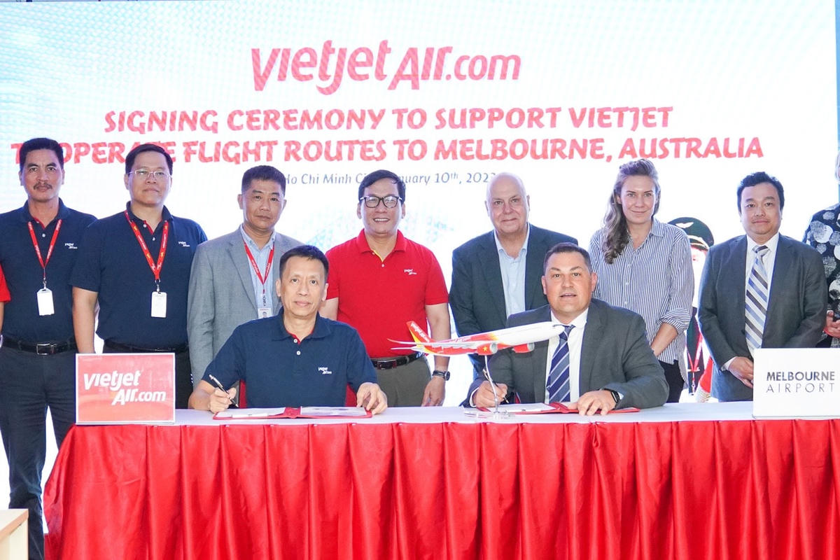Lãnh đạo Vietjet cùng Bộ trưởng bang Victoria (Úc) công bố đường bay thẳng giữa TP Hồ Chí Minh và Melbourne từ ngày 31/3/2023