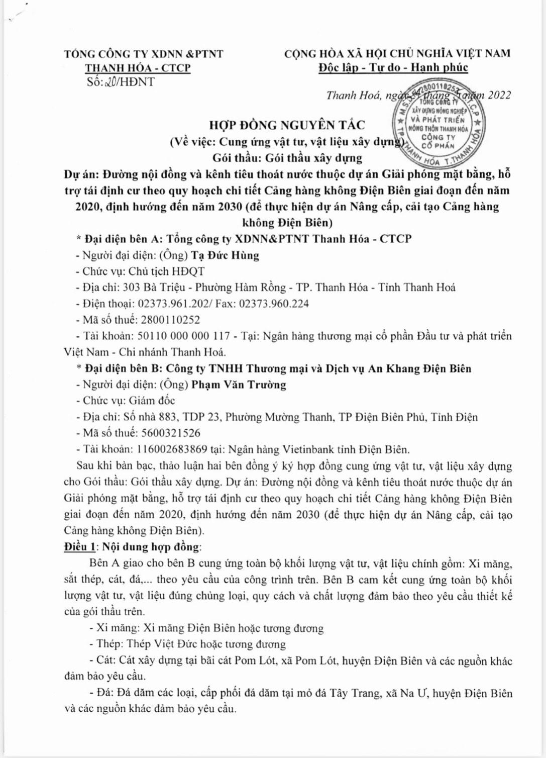 Hợp đồng nguyên tắc số 20/HĐNT ngày 24/5/2022 bị tố là hợp đồng giả mạo.