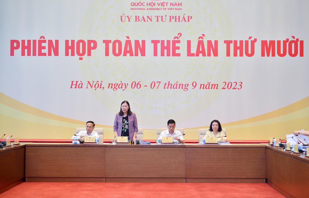 Chủ nhiệm Ủy ban Tư pháp Lê Thị Nga phát biểu kết luận Phiên họp.