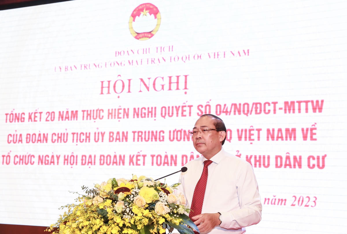 Phó Chủ tịch UBTƯ MTTQ Việt Nam Hoàng Công Thủy phát biểu tại Hội nghị. Ảnh: Quang Vinh.